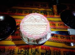 Bolo de aniversário durante a caminhada